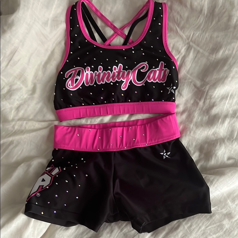 - Black and Pink cheer athletics, divinity cat practice wear